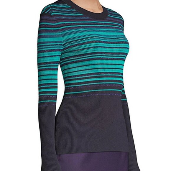 Hugo Boss Fadeira Ribbed Metallic Stripe Sweater.  SZ S - Picture 2 of 5